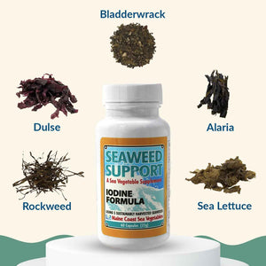 Maine Coast Sea Vegetables Seaweed Support Iodine Formula - Source of Iodine from Seaweed - Daily Use Iodine Supplement - Organic Alaria, Rockweed, Sea Lettuce, Dulse & Bladderwrack blend - 60 Capsule