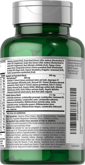 Horbäach Super Greens Supplement with Probiotics | 150 Caplets | Non-GMO, and Gluten Free HorbäachBuy Supplements Australia