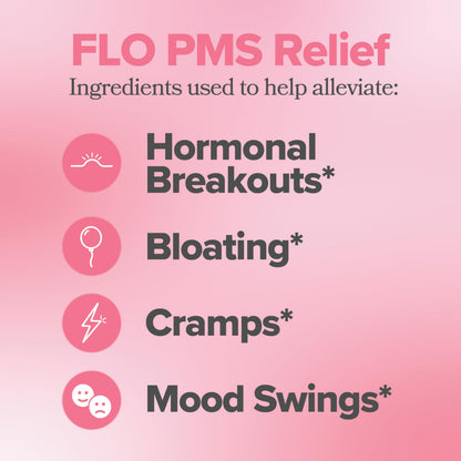 FLO PMS Gummies for Breakouts, Bloating, Cramps, & Mood - 30-Day Supply