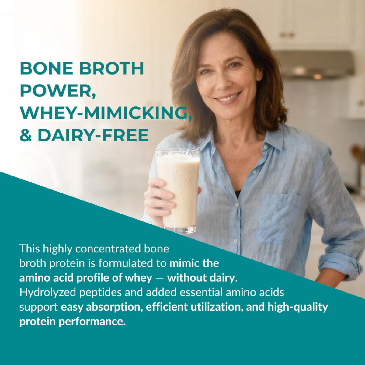 Reignite Wellness by JJ Virgin - Chocolate Bone Broth All-in-One Shake - Gluten Free + Dairy Free Protein Powder - Contains 20G of Beef Protein with Vitamins, Minerals, Amino Acids - 30 Servings