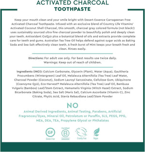 Desert Essence Activated Charcoal Toothpaste, Fluoride Free, 6.25 oz