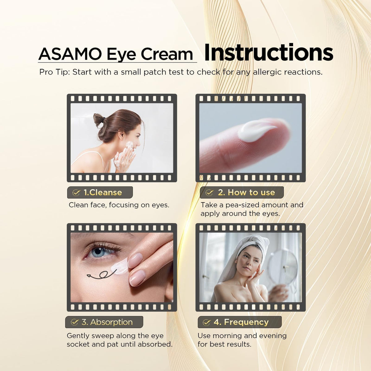 ASAMO Retinol & Peptides Eye Cream (1.06 fl oz) – Advanced Anti-Aging Treatment for Fine Lines, Puffiness & Under-Eye Shadows