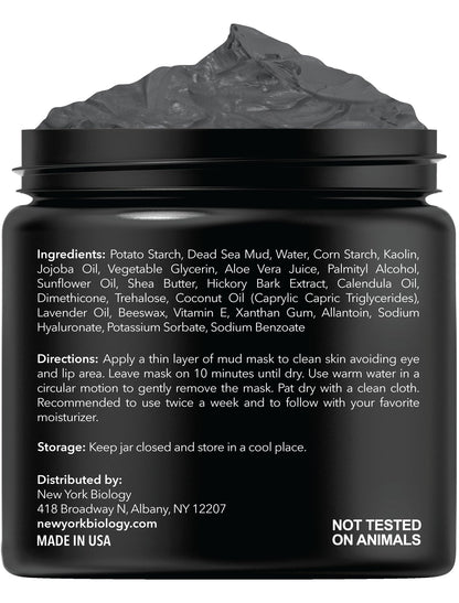 New York Biology Dead Sea Mud Mask for Face and Body - Spa Quality Pore Refiner for Oily Skin - Natural Skincare for Women & Men