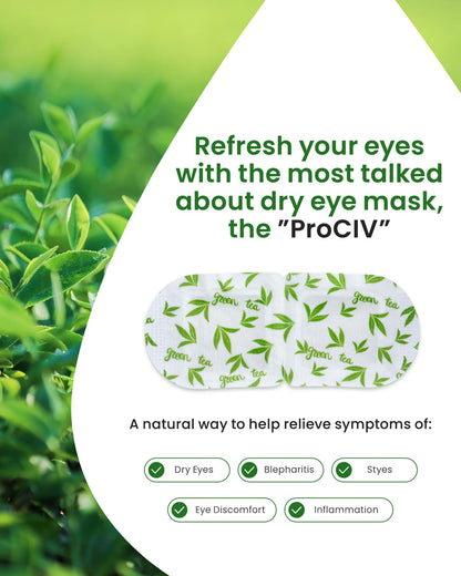 16-Pack Green Tea Steam Eye Masks – Antioxidant Warm Compress for Dry Eyes, Puffy Eyes & Fatigue | Self-Heating Disposable Travel Relaxation Set