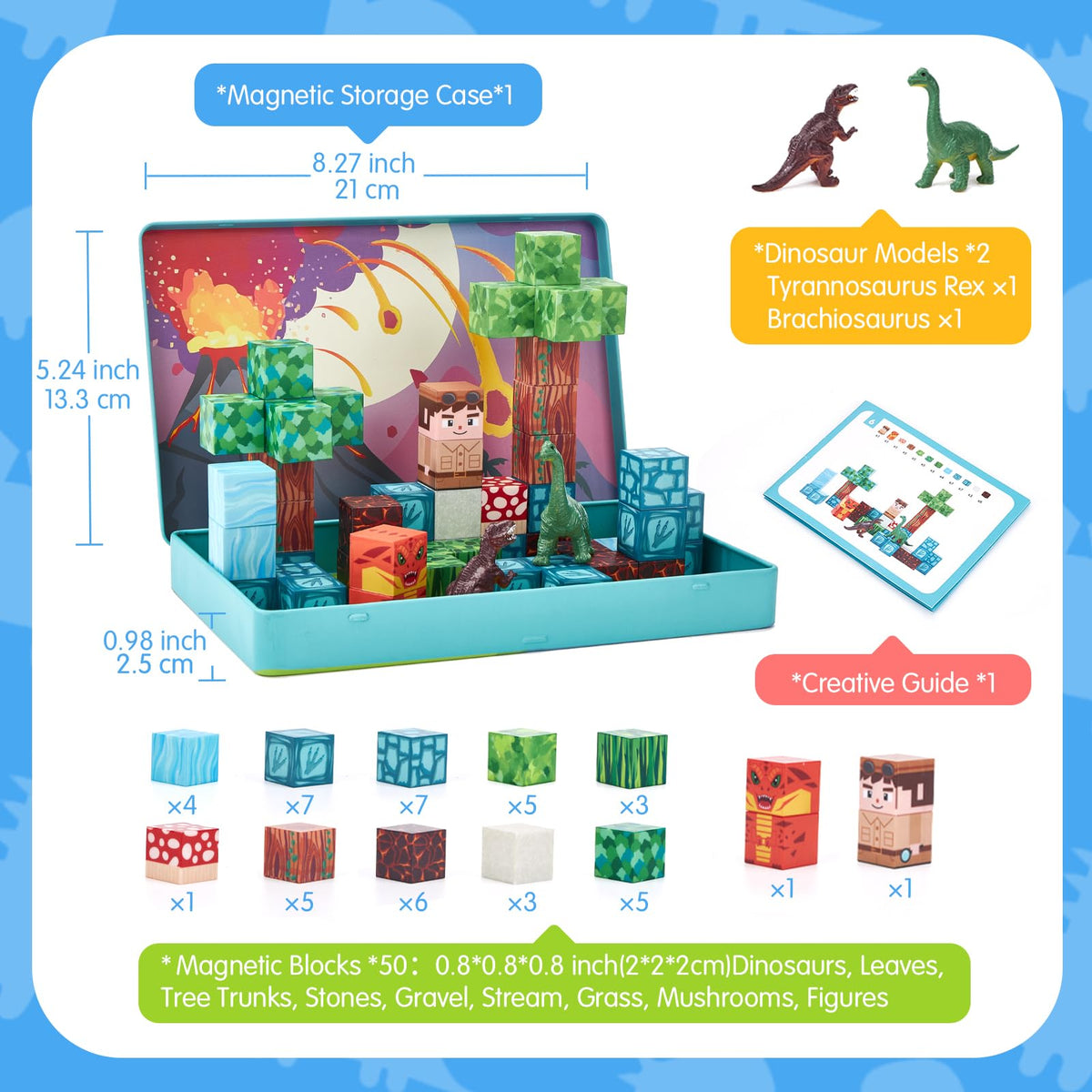 hahaland Mini Magnetic Blocks Travel Set with Magnetic Case for Kids 3-5