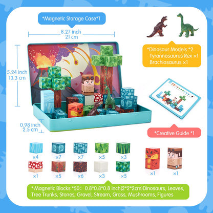 hahaland Mini Magnetic Blocks Travel Set with Magnetic Case for Kids 3-5