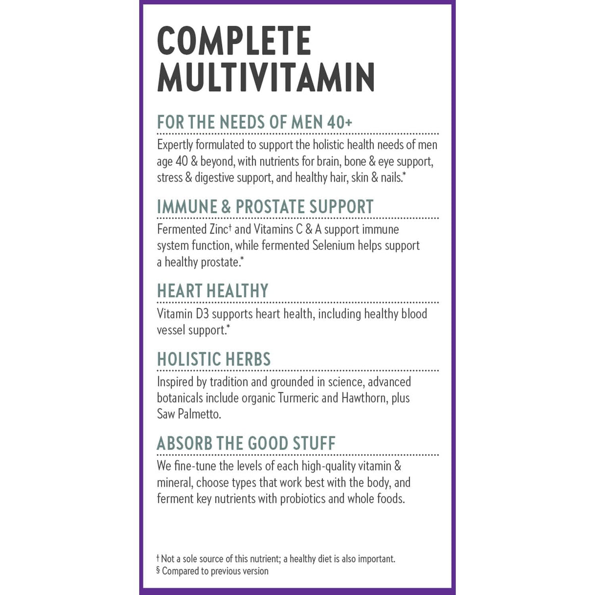 New Chapter One Daily Every Man's Multivitamin 40+ - Offers Eyesight, Immune System & Cellular Energy Support* - Contains Vitamin C, Saw Palmetto & More - Gluten Free & Vegetarian - 96 Tablets