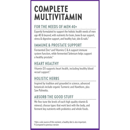 New Chapter One Daily Every Man's Multivitamin 40+ - Offers Eyesight, Immune System & Cellular Energy Support* - Contains Vitamin C, Saw Palmetto & More - Gluten Free & Vegetarian - 96 Tablets