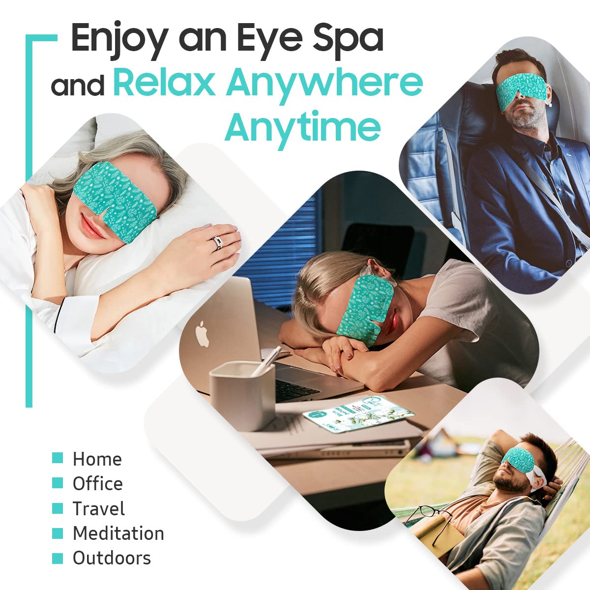 BeHoomi Self Heating Steam Eye Mask – Warm Compress Heated Eye Mask for Sleep, Relaxation & Dry Eye Relief, Unscented (20 Pack)