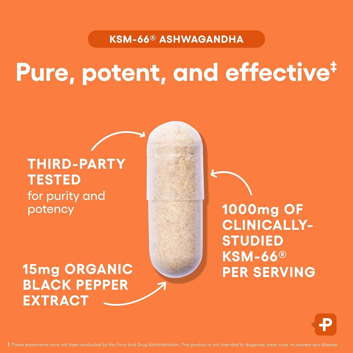 Physician's CHOICE KSM-66 Ashwagandha Root Extract 1,000mg, Organic, 60ct - Stress, Mood & Athletic Support, 5% Withanolides with Black Pepper Extract for Maximum Absorption, Vegan