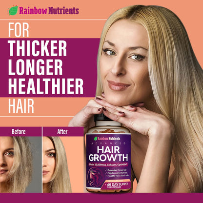 Hair Growth Vitamins for Women - Biotin 10,000mcg, Collagen, Patented OptiMSM, goMCT