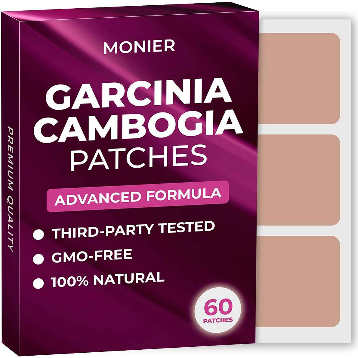 Garcinia Cambogia Patches (Pack of 60) - 100% Natural Patch for Women - For Women and Men, With B12 & Potassium, Energy, Focus & Body Support, Enhanced Formula