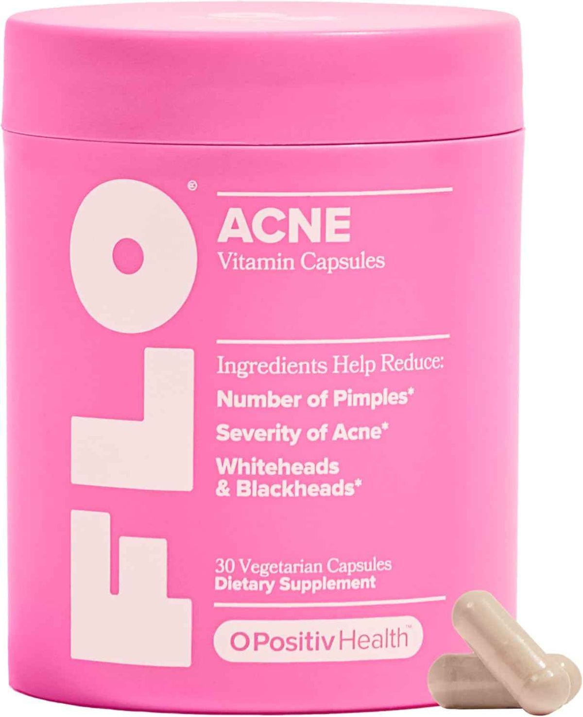 FLO Acne Supplement for Clearer Skin with Zinc & Vitamin E - 30-Day Supply