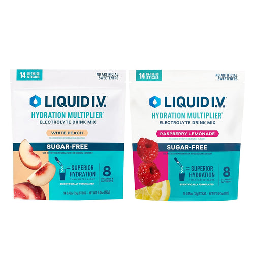 Liquid I.V. Hydration Multiplier Sugar-Free - Classics - White Peach + Raspberry Lemonade - 2 Pack (14 Servings)