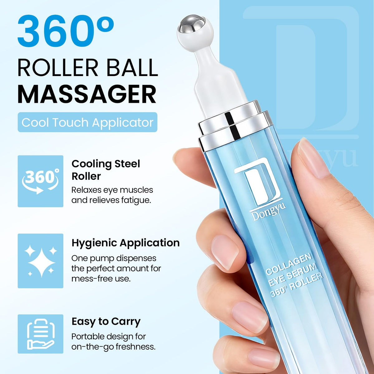 Dongyu Caffeine Under Eye Cream - Anti-Aging & Firming Collagen Eye Care for Puffy Eyes (Light Blue) - Daily Use Morning & Night