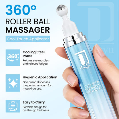 Dongyu Caffeine Under Eye Cream - Anti-Aging & Firming Collagen Eye Care for Puffy Eyes (Light Blue) - Daily Use Morning & Night