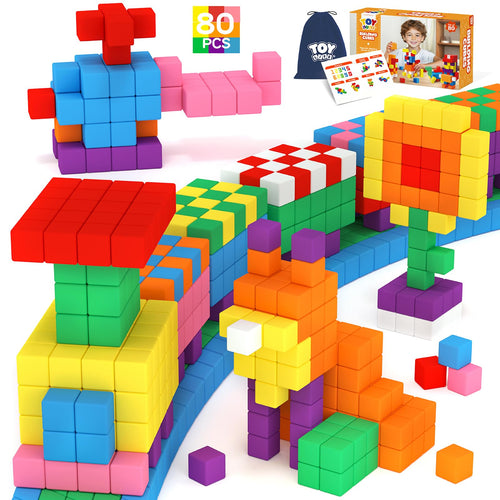 TOY Life Primary Magnetic Blocks, 80-Piece STEM Set, Ages 3-8