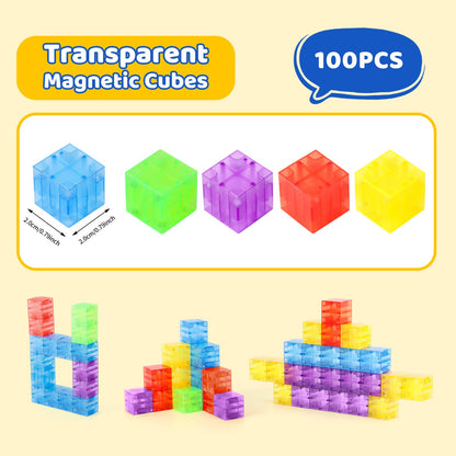 ZHENFINITY 100PCS Colorful Magnetic Building Blocks, STEM Construction Toy