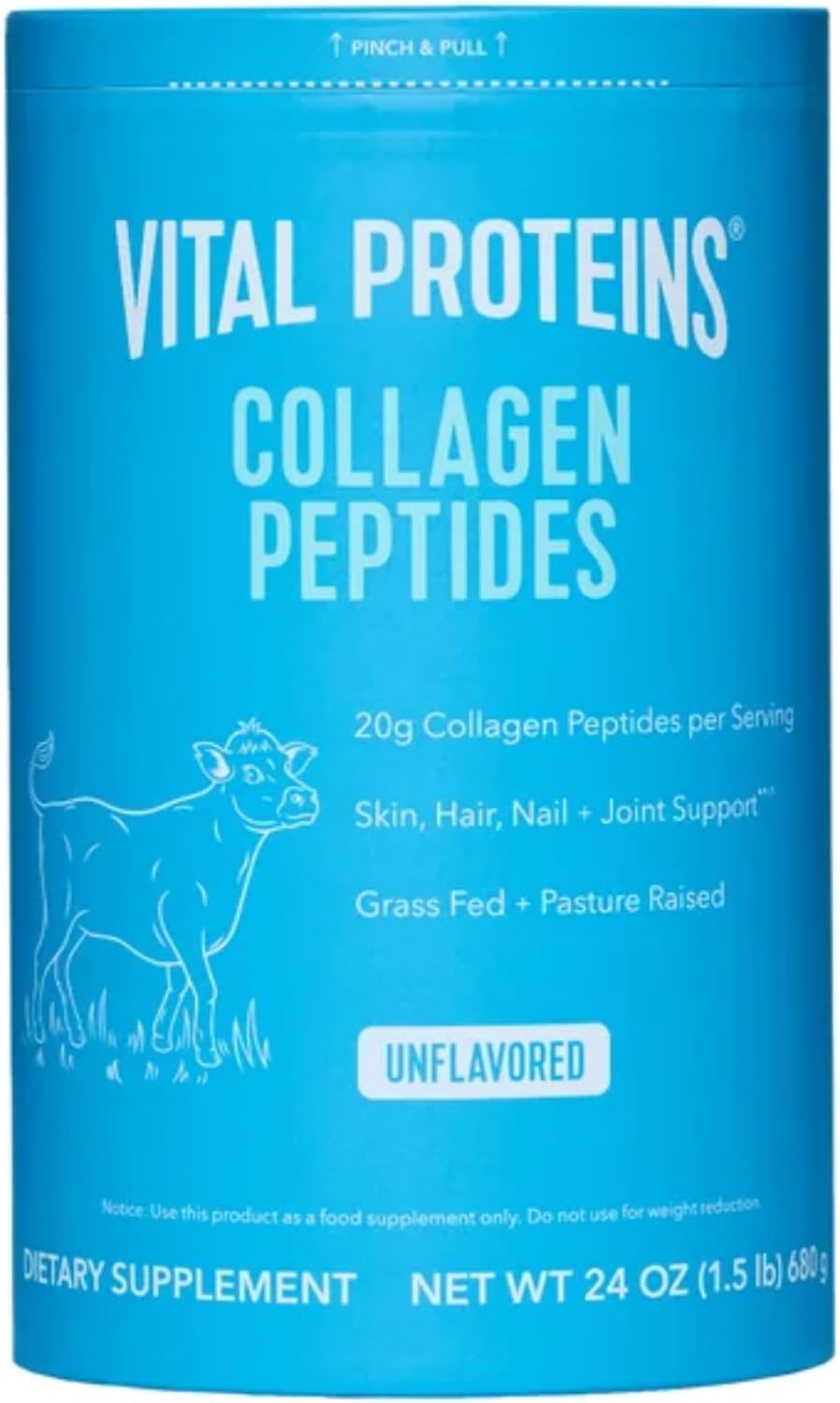 Vital Proteins Natural Whole Nutrition Collagen Peptides - Pasture Raised, Grass Fed, Paleo Friendly, Gluten Free, Single Ingredient - 24 Ounce
