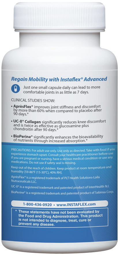 Instaflex Advanced Joint Support Nutritional Supplement Capsule with Doctor Formulated Joint Relief Supplement, Featuring UC-II Collagen & 5 Other Joint Discomfort Fighting Ingredients, 60 Ct