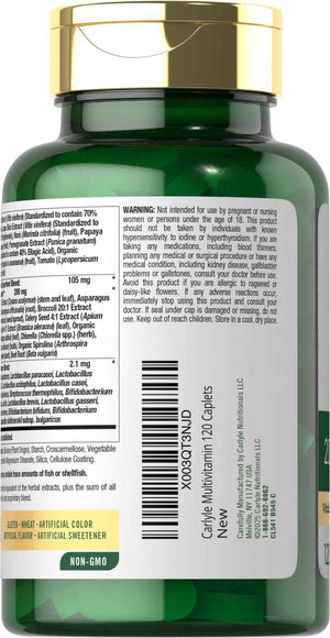 Carlyle Fruits and Veggies Supplement - 120 Count - Superfood Multivitamin with Probiotics - Made with 20 Fruits and Vegetables - Non-GMO & Gluten Free