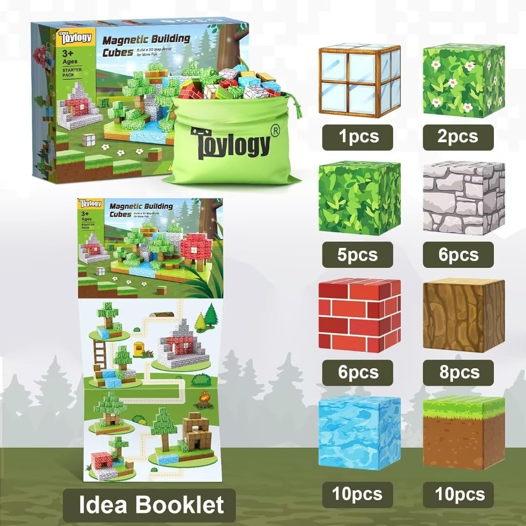 Magnetic Blocks 1 inch Magnetic Building Blocks for Kids Age 3-5 5-7 6-8
