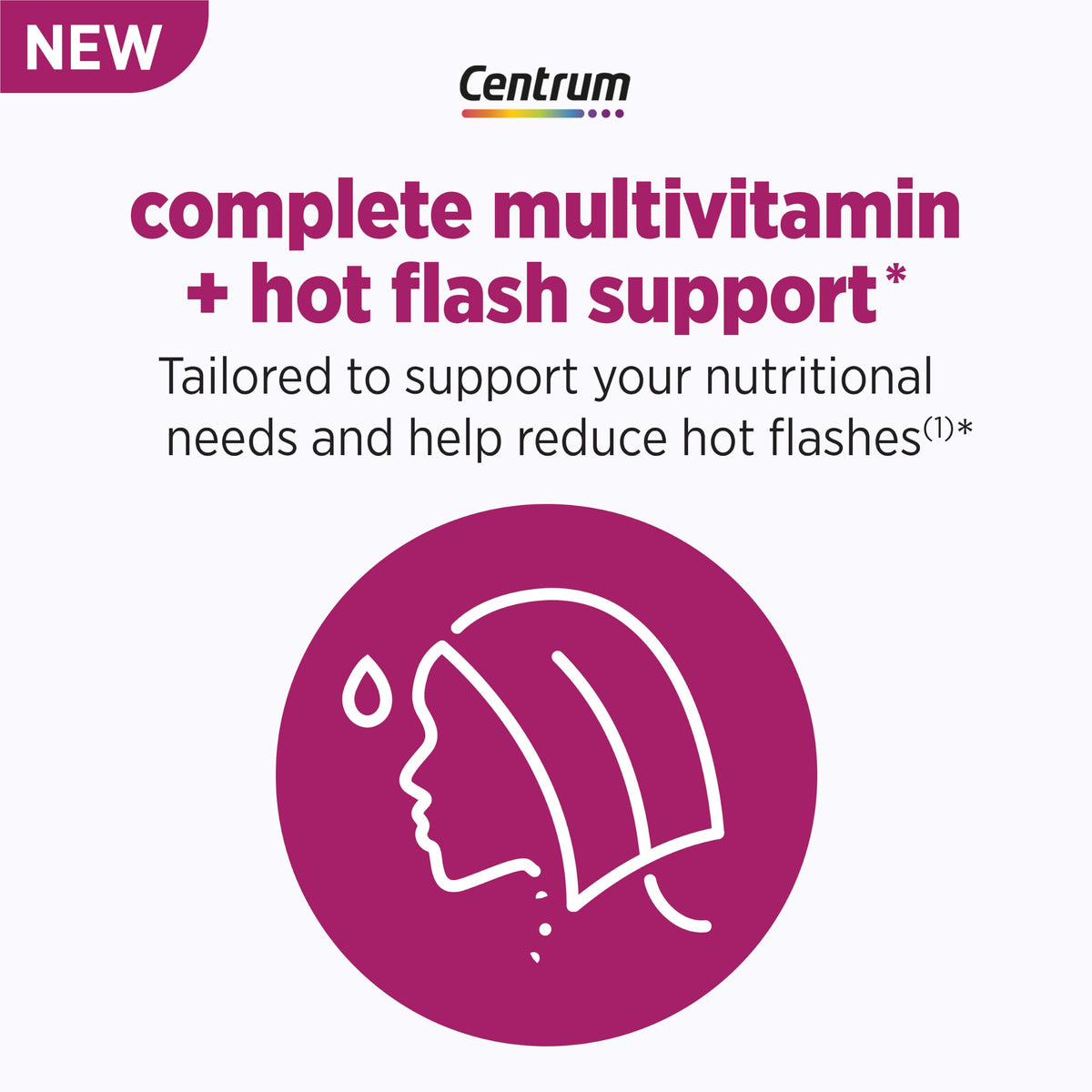 Centrum Complete Multivitamin Supplement + Hot Flash Support Menopause Support Tablets, with Clinically Studied geniVida, 30 Count