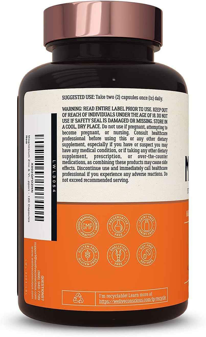 Live Conscious OmegaWell Fish Oil & MagWell Magnesium Zinc & Vitamin D3 - Bone & Heart Health, Immune System Support + Heart, Brain & Joint Support