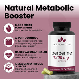 Luma Nutrition Pure Berberine Supplement - Berberina 1200mg - 60 Capsules