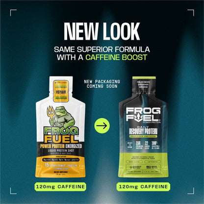 Frog Fuel Power Energized Complete Protein Shot, 15g, Nano Hydrolyzed & Grass Fed, 80mg Caffeine, Gluten Free, Fat & Sugar Free, 22 Amino Acids