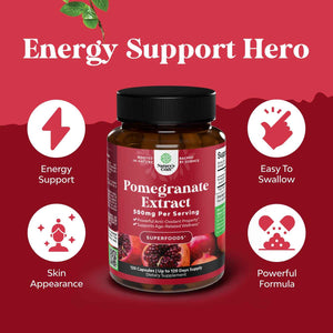 Advanced Pomegranate Extract Capsules - Powerful Antioxidant & Healthy Heart Support - Easy To Swallow Pomegranate Supplement - Superfood for Energy & Gut Health Support - Third Party Tested - 60 Ct