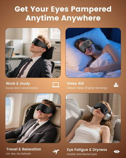 Anydance Cordless Heated Eye Mask – Rechargeable Warm Compress for Dry Eyes & Sleep Relief (Black)