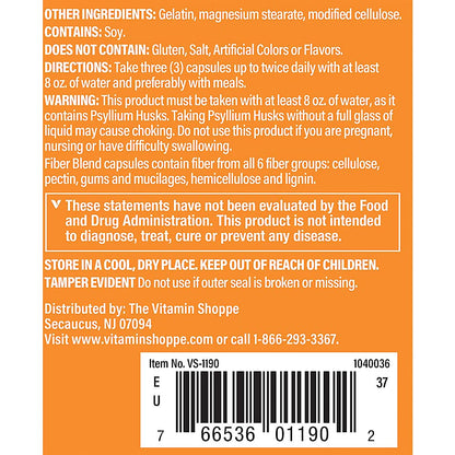 The Vitamin Shoppe Fiber Blend, Natural Source Insoluble and (100 Capsules)