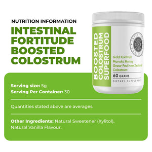 Intestinal Fortitude Boosted Colostrum Superfood Dietary Supplement: Grass-Fed New Zealand Bovine Colostrum, Gold Kiwifruit, Manuka Honey, for Digestion, Immune System, and Gut Health (60 Grams) Intestinal Fortitude buy supplements Au