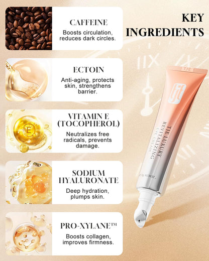 TJE Caffeine Eye Cream for Dark Circles & Puffiness - Hydrating Under Eye Treatment with Hyaluronic Acid & Vitamin E (15g)