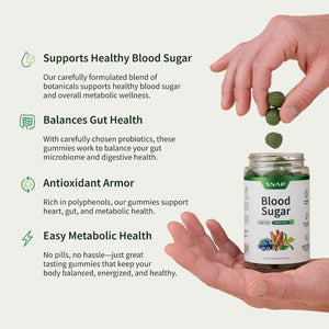 Snap Supplements Blood Sugar Gummies, Green Apple, 60 Sugar-Free Gummies - Support Already Healthy Blood Sugar Levels, with Cinnamon Bark, Blueberry Fruit Extract, Quercetin, (Packaging May Vary)