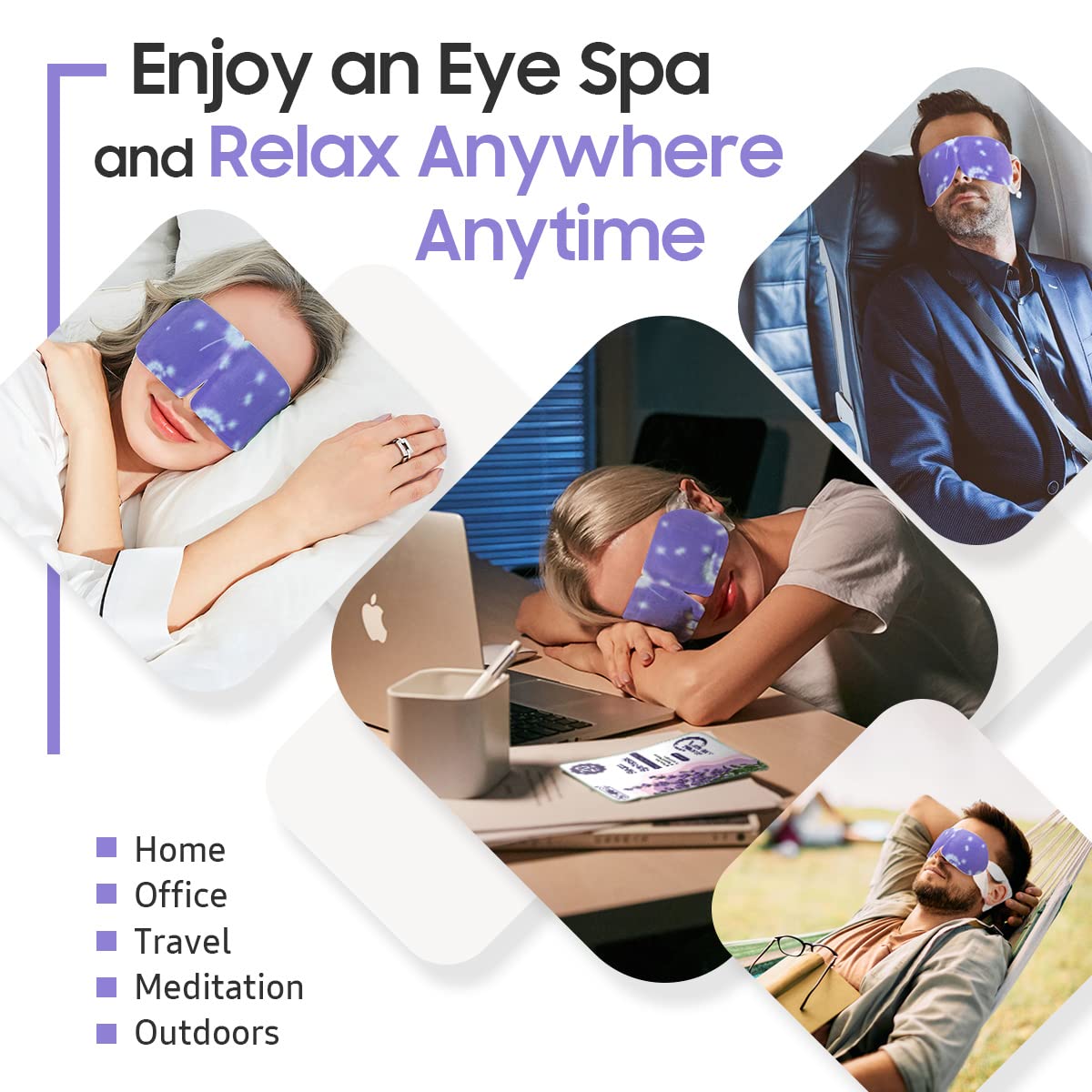 BeHoomi Self Heating Steam Eye Mask – Lavender Scented Warm Compress Heated Eye Mask for Sleep, Spa & Relaxation (20 Pack)