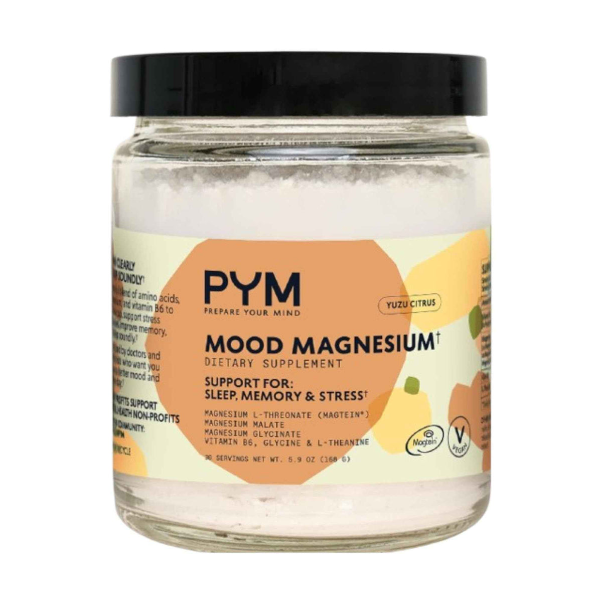 PYM Mood Magnesium Powder to Support Stress & Better Sleep, 30 Servings - Magnesium Glycinate, Magnesium Malate & l-Threonate, Yuzu Citrus - Non-GMO