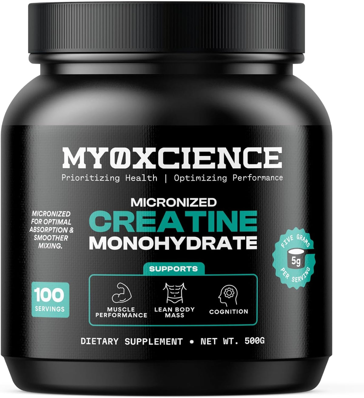 MYOXCIENCE Micronized Creatine - Supports Muscle Performance, Lean Body Mass, & Cognition - 100 Servings