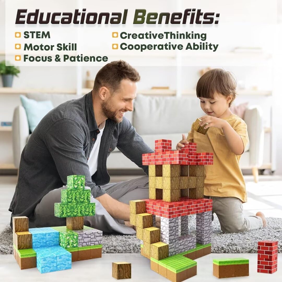 Magnetic Blocks 1 inch Magnetic Building Blocks for Kids Age 3-5 5-7 6-8