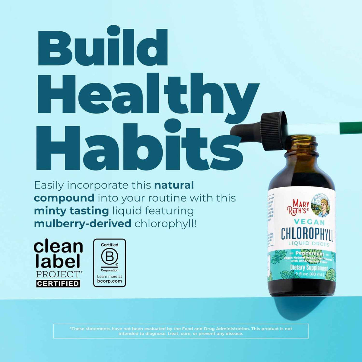 MARYRUTH'S Chlorophyll Liquid Drops - Clean Label Project Certified - Vegan - Non-Diluted Liquid Chlorophyll - Mulberry Derived Supplement for Ages 14+ - Non-GMO - Delicious Minty Flavor - 2 Fl Oz
