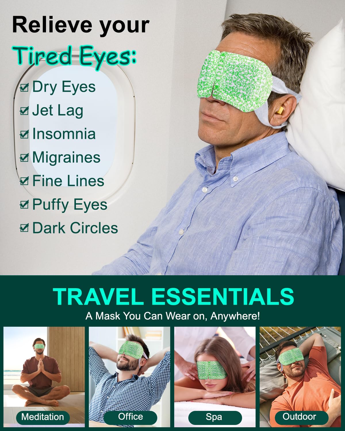 16-Pack Steam Eye Masks for Dry Eyes – Self-Heating Warm Compress for Eye Fatigue & Puffiness | Disposable Travel Essentials | Unscented Spa Relaxation Gift Set