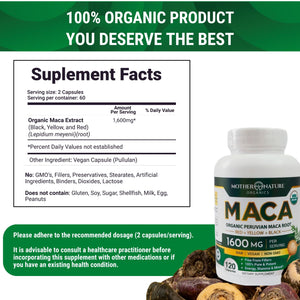 Powerful Maca Blend for Men – Black, Red & Yellow Maca Capsules | Supports Energy, Stamina & Endurance | Promotes Hormonal Balance & Vitality Mother Nature Organics Superfoods for Organic Living buy supplements Au