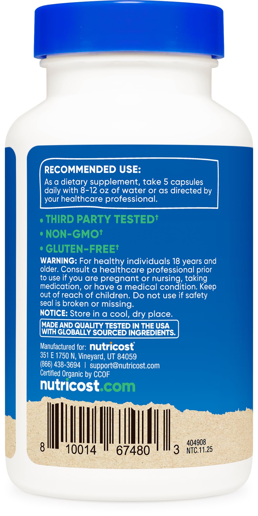 Nutricost Fiber Capsules with Prebiotic Fiber Supplement 150 Capsules - CCOF Certified Supplement, Made with Organic Psyllium Husk & Organic Jerusalem Artichoke, Gluten Free, 3 G Per Serving