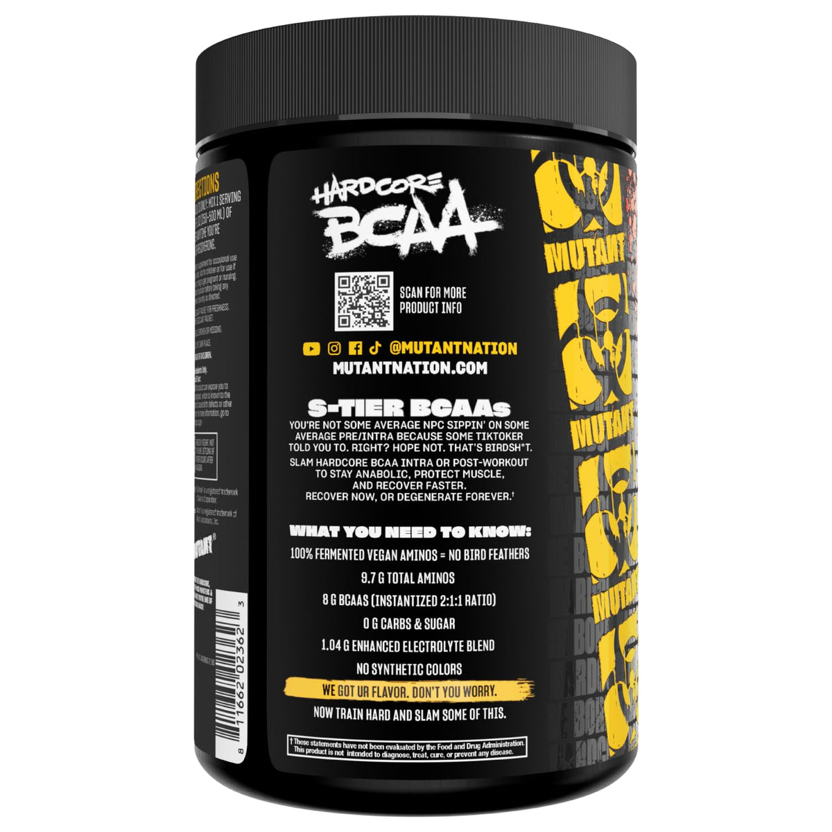 Mutant Hardcore BCAA - Pre, Intra or Post Workout - BCAA Next Level branched-Chain Amino Acids Supplement - Hydration + Recovery - 30 Serving - Blue Raspberry