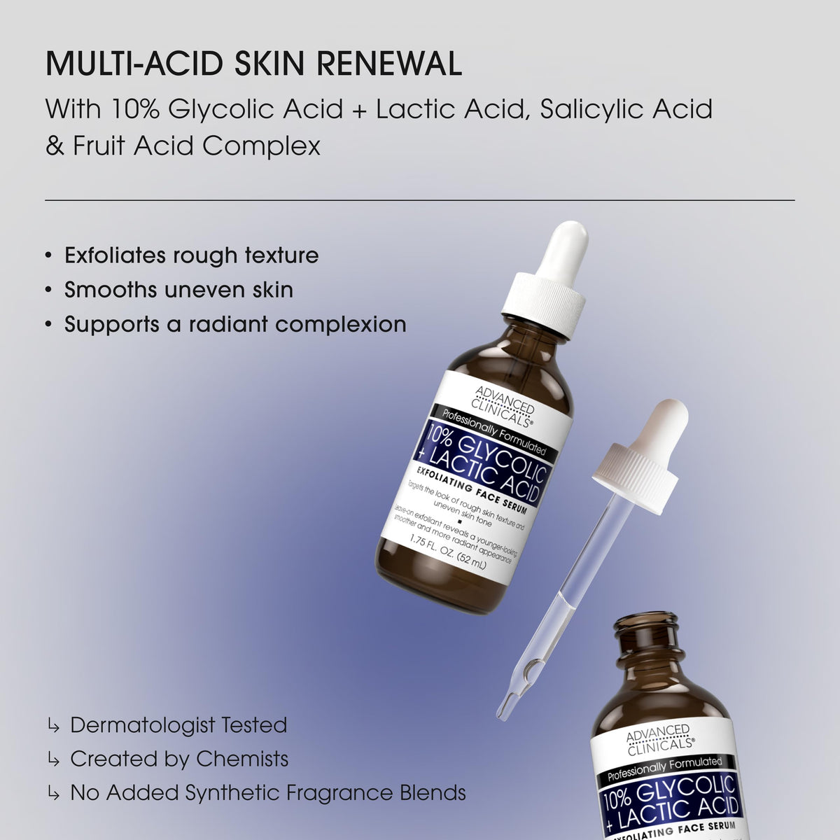 Advanced Clinicals 10% Glycolic Acid Serum – Triple Acid Exfoliant (52ml)
