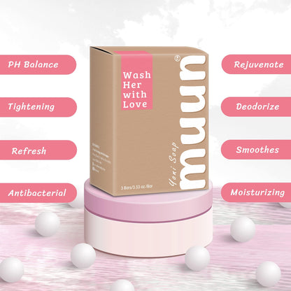 Muun Yoni Soap Bar - Pack 3 Ph Balance Probiotics & Natural Ingredients - Gentle Cleansing Formula