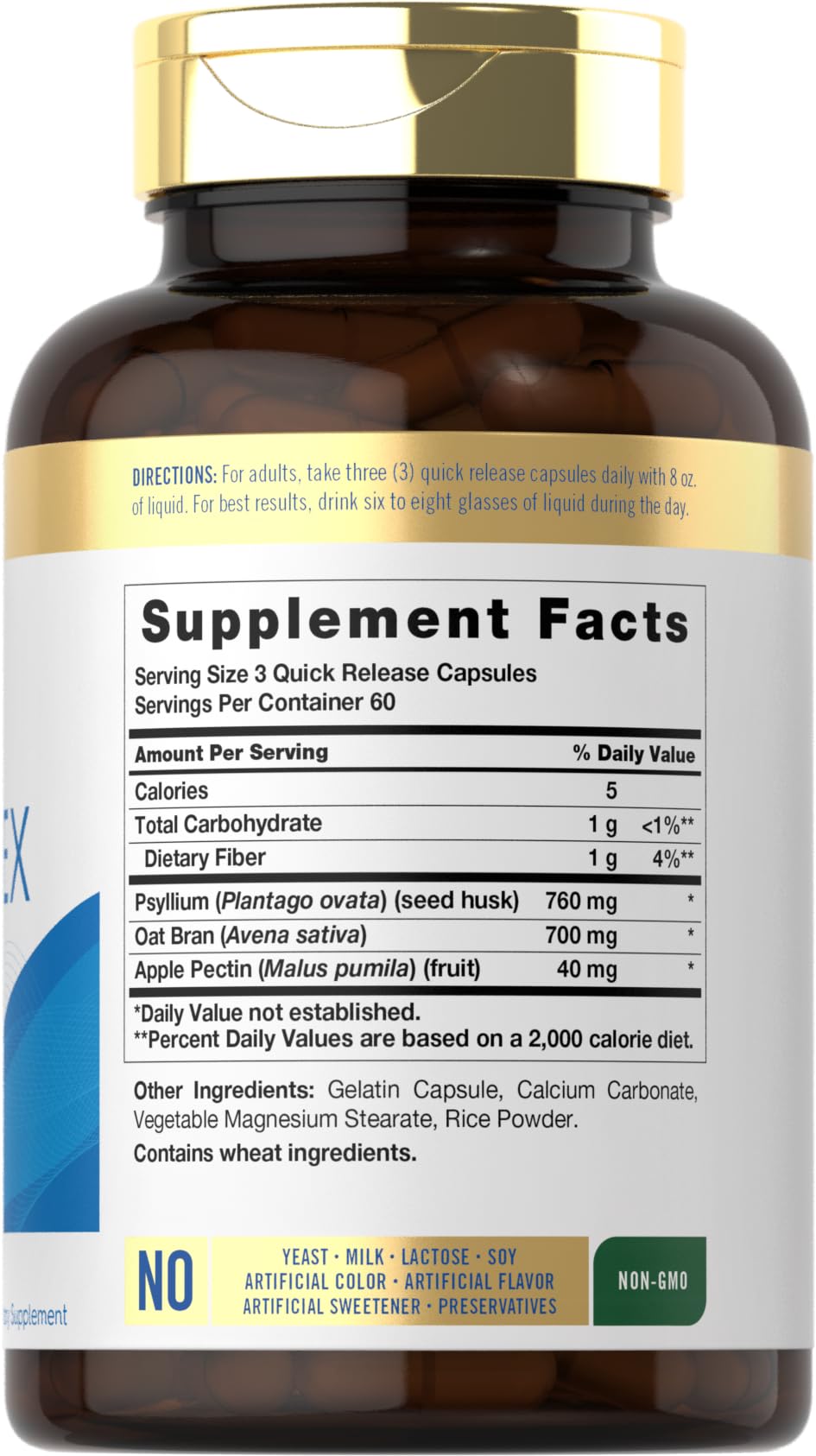 Carlyle Triple Action Fiber Complex | 180 Capsules | Vegetarian, Non-GMO and Gluten Free Supplement