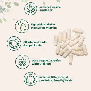 Micro Ingredients Prenatal Vitamins for Women - 38-in-1 with Folate, DHA, Choline, Iron, Probiotics, Inositol, & Vitamin C, D, B Complex - No Fillers - 240 Veggie Capsules