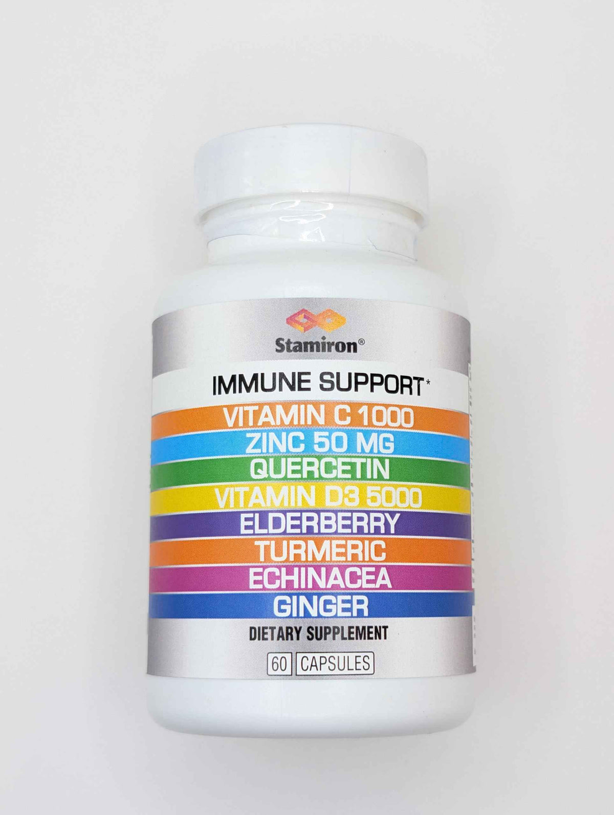 8 in 1 Immune Support with Quercetin Zinc 50mg Vitamin C 1000mg Vitamin D3 5000 IU and Elderberry Echinacea Ginger for Adults Kids - VIT D Supplement Veg Capsules